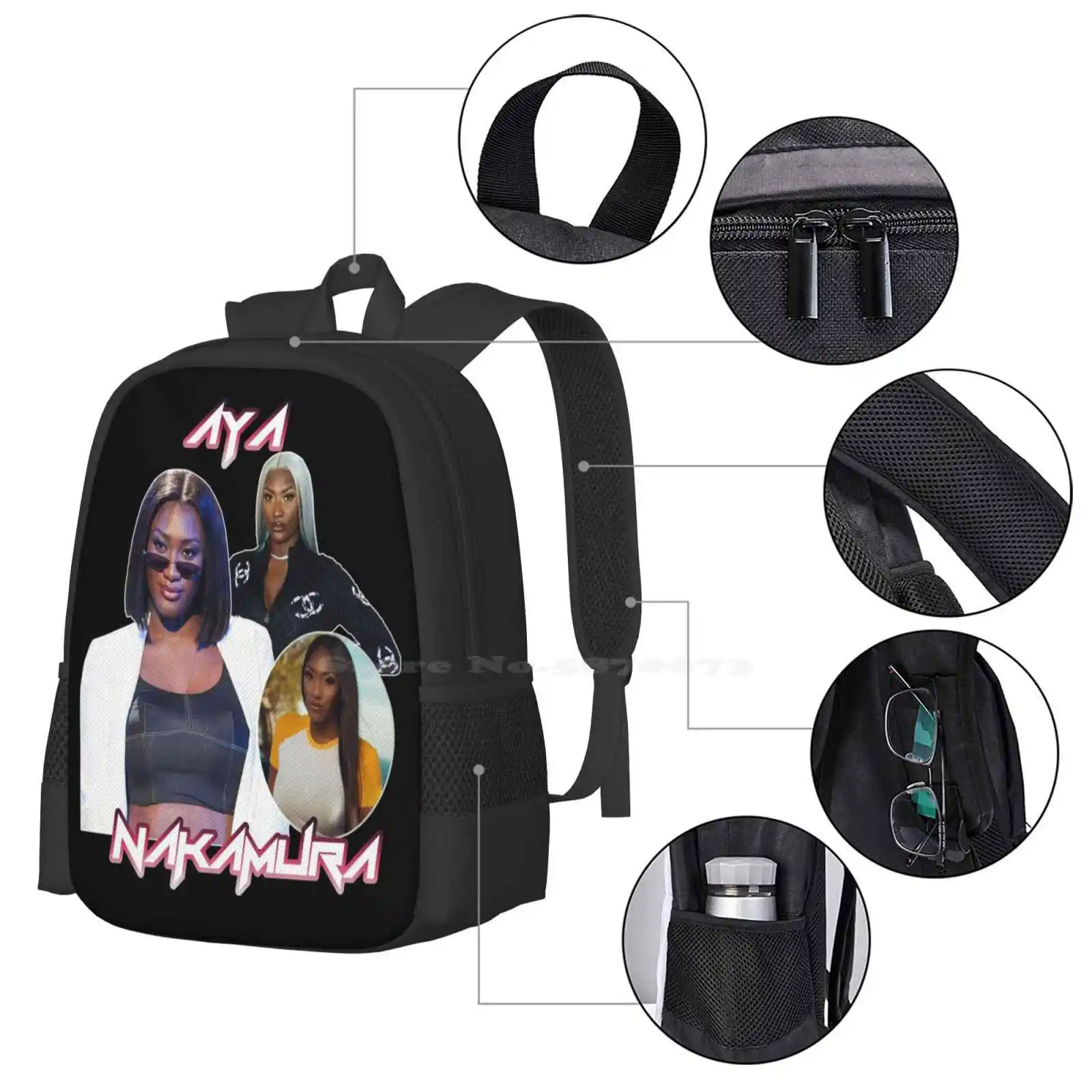 Aya Nakamura Hot Sale Schoolbag Backpack Fashion Bags Aya Nakamura Eva Queen Angel Rk Zola Jul Ninho Gambi Gims Dadju Vald Pnl image 4