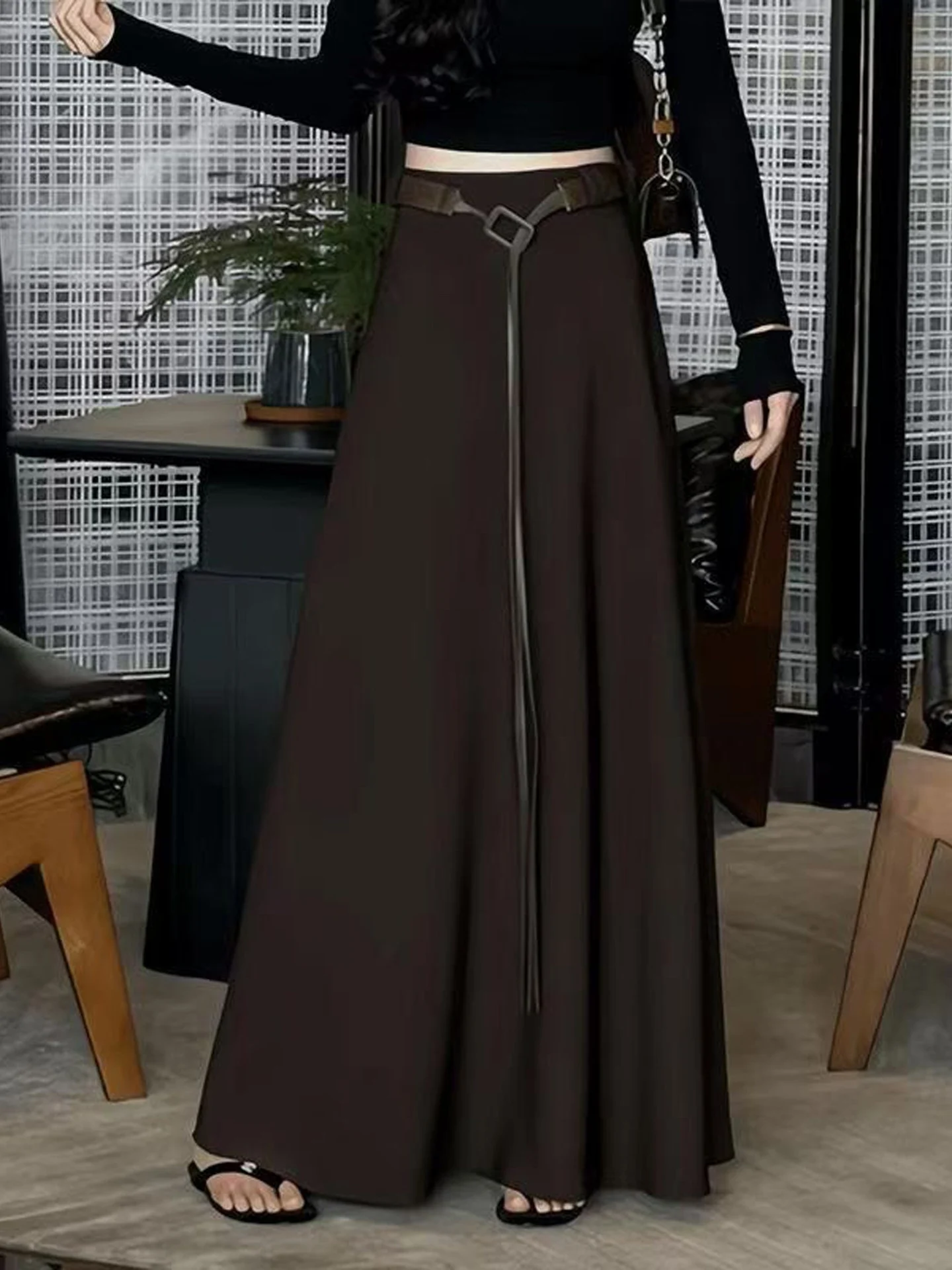 Fashionable High Waist A-Line Umbrella Skirt Women's 2026 Autumn New Style Slimming Elegant Hip Covering Half-length Skirt