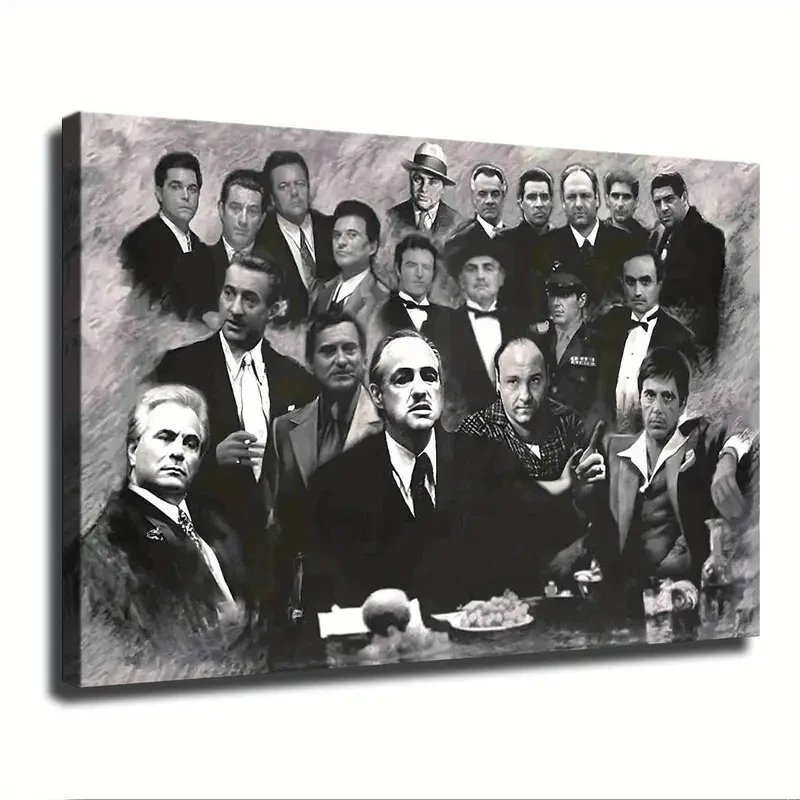Classic Dun Father Black & White Film Canvas Prints Mafia Vito Corleone Al Pacino Wall Art Poster for Living Room Bedroom Decor