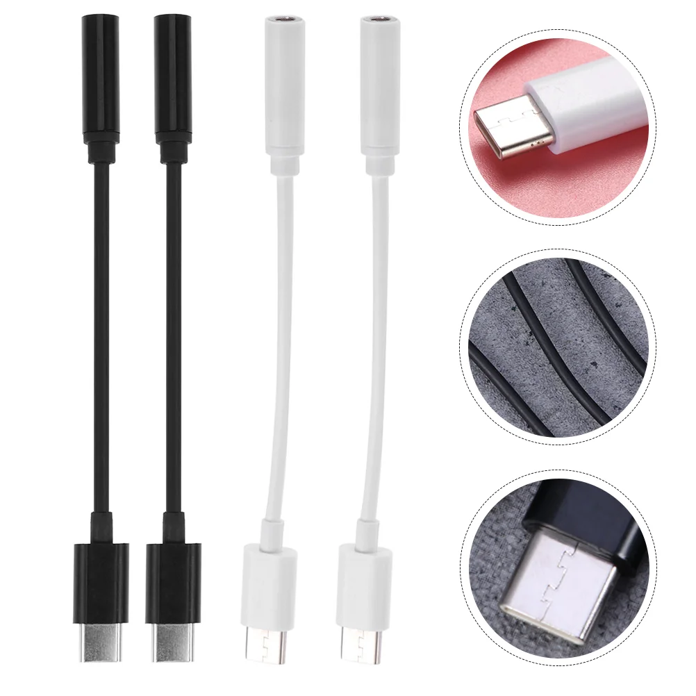 

6 Pcs Conversion Line Type-C Earphone Converter Charging Headphone Adapter Portable Data Cable to 35mm Audio Pvc Headset