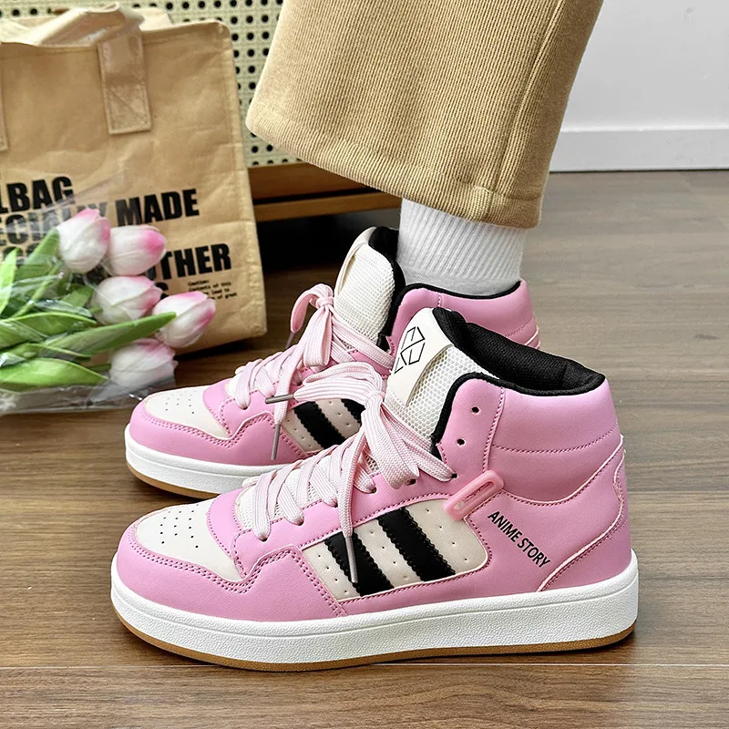 Brand Pink Men's Sneakers Classic High-top Women's Skate Shoes Autumn Platform Sneakers Men Streetwear Shoes zapatillas skater