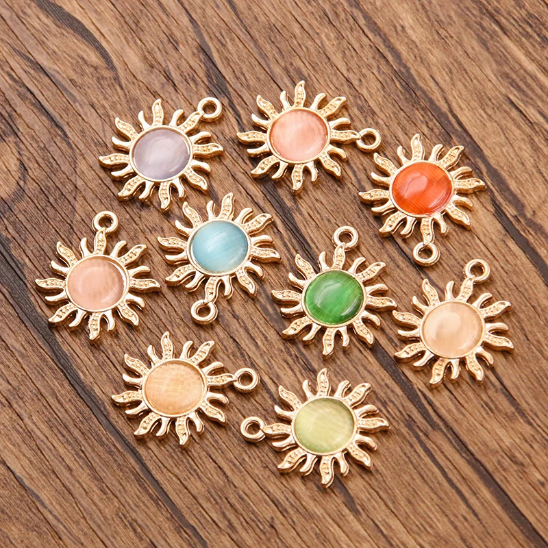 10Pcs 18*21mm 9 Color Sun Charms For Jewelry Making Supplies Bulk Findings Phone Earring Pendant Necklace Accessories Diy Craft