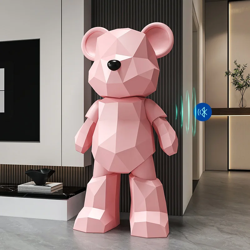 Light luxury violent bear living room ornament, large floor-to-ceiling TV cabinet next to the doll, home decoration