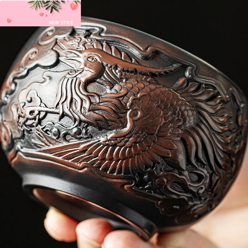 

210ML Master Cup Hand-embossed High-end Ceramic Tea Set Cups Purple Pottery Kung Fu Tea Cup Ceramics Teaware Cup for tea