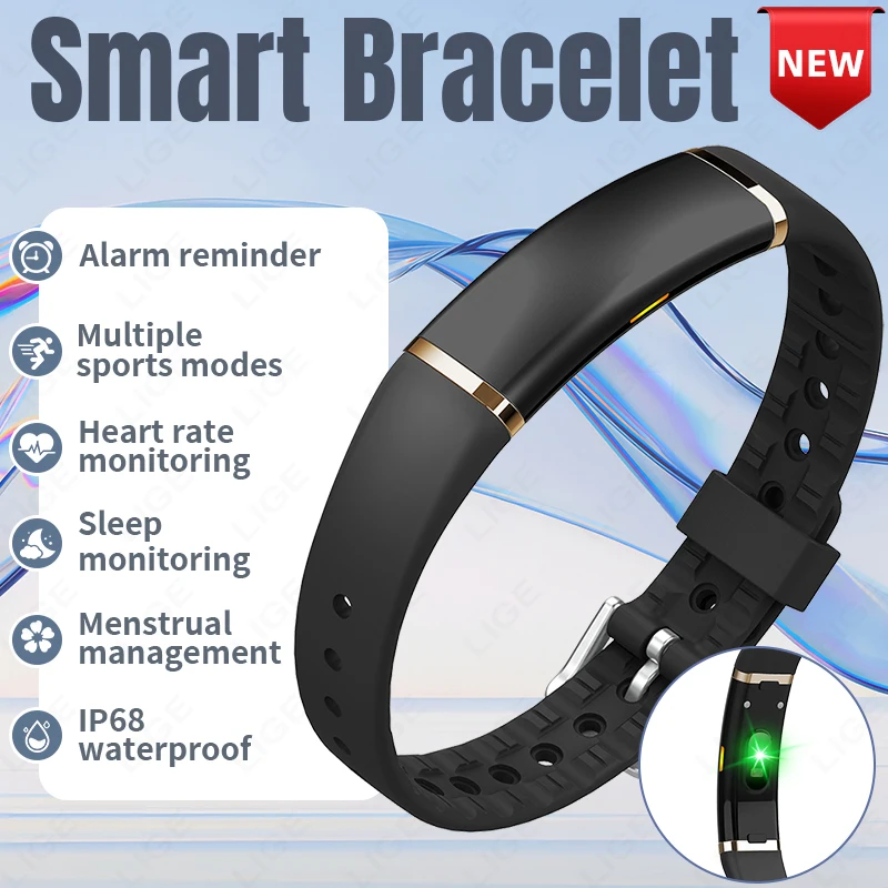

LIGE No Screen Ultra thin Sports Fitness Smart Bracelet Men Women Heart Rate Monitor IP68 Waterproof Smartwatch For Android iOS