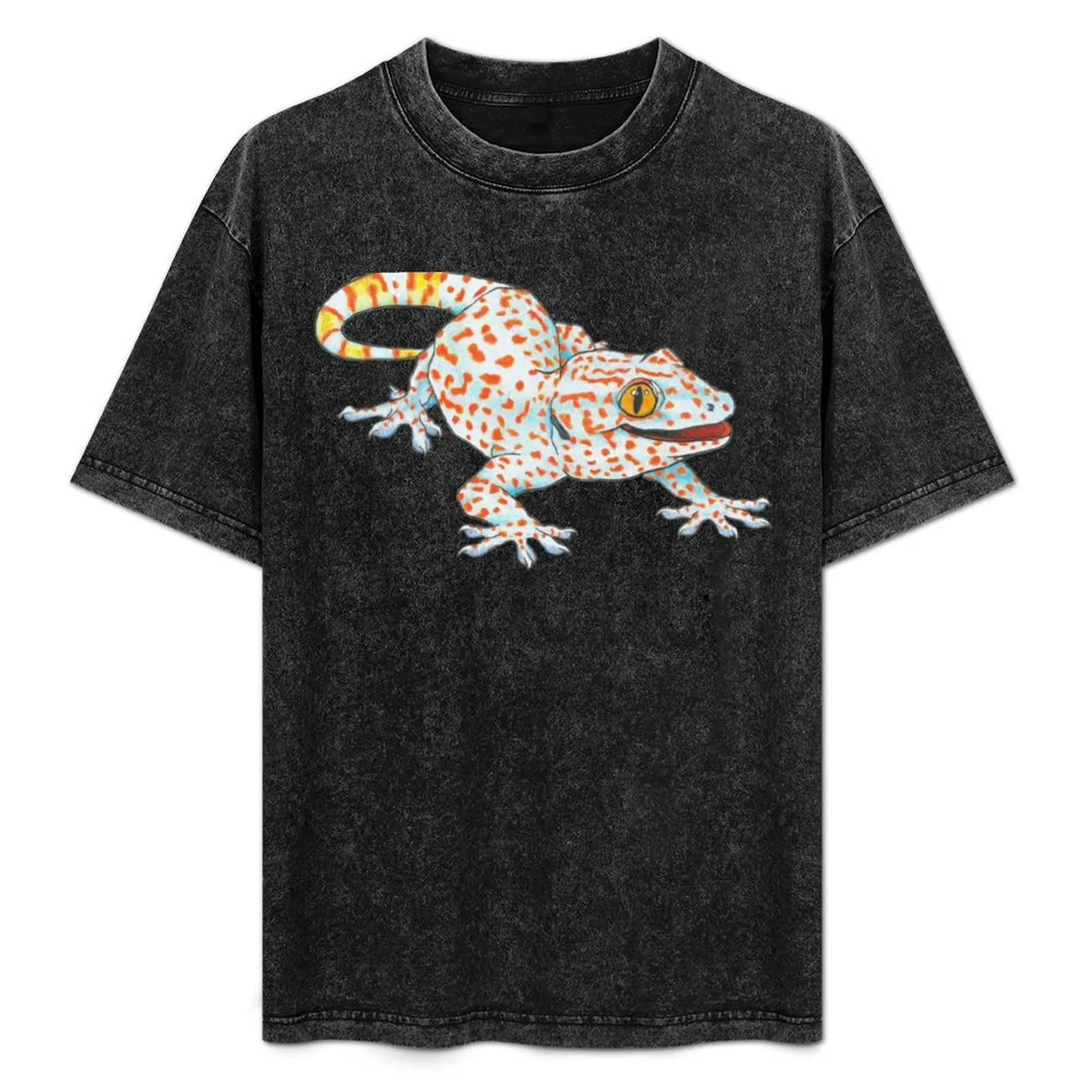 

Light Blue Tokay Gecko T-Shirt Retro Style Print Casual Top