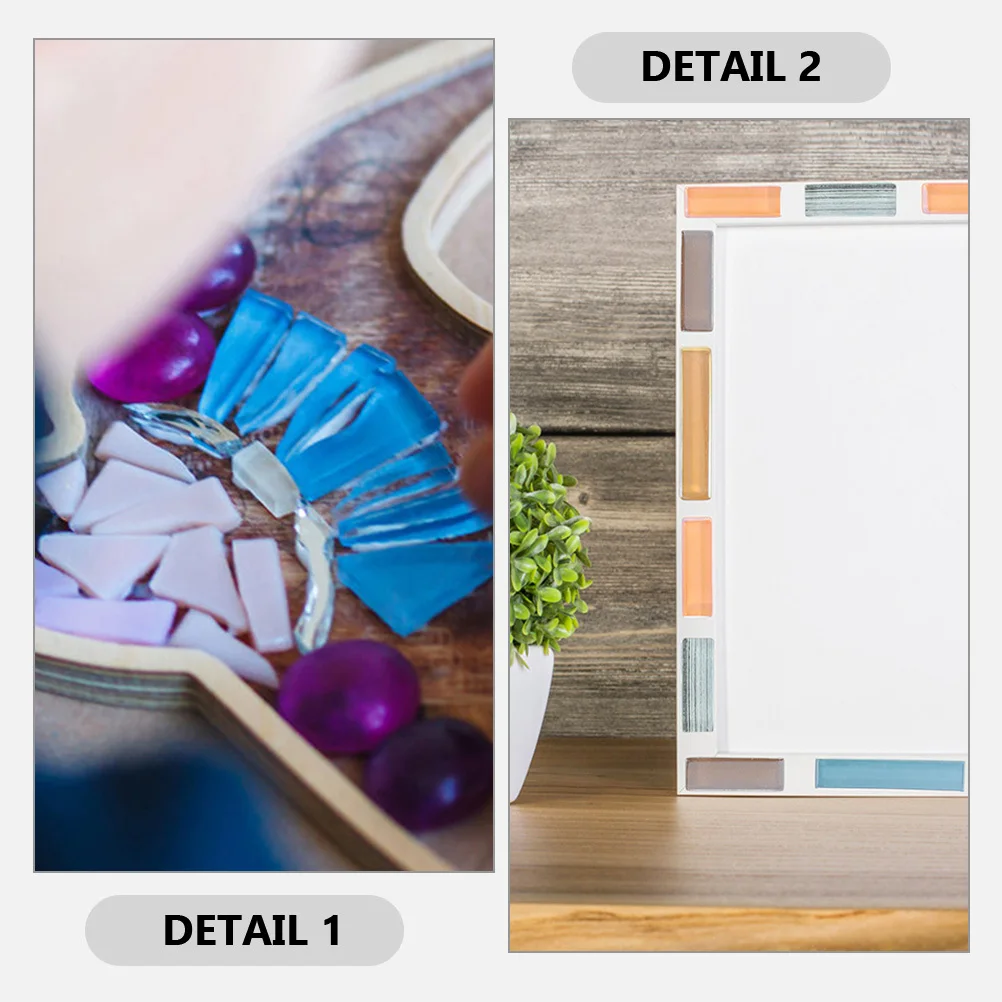 

Mosaic Tiles Crystal Rectangle Flat Back Solid Color Mixed Tiles Set DIY Craft Supplies for Decoration Picture Frames Cards