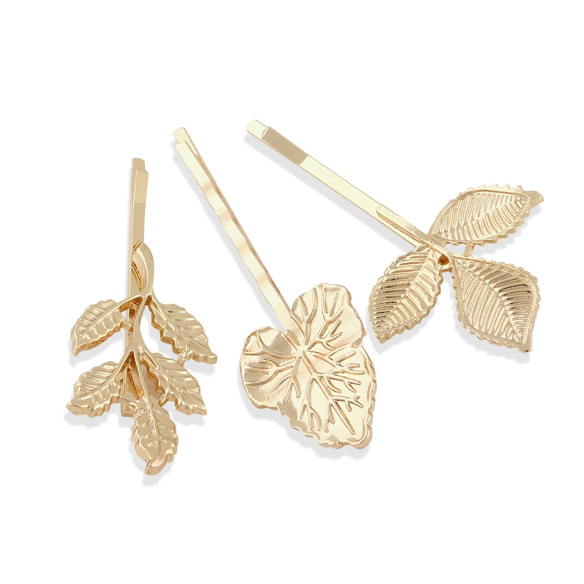 3 шт., набор винтажных заколок для волос с листьями, элегантная золотая заколка для волос для свадьбы, выпускного вечера, женские аксессуары, заколка для волос