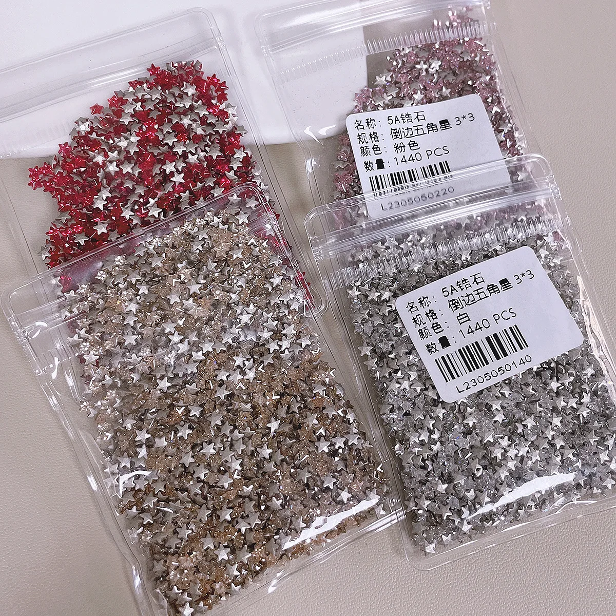 30PCS Sparkle Colorful Chamfered 5A Zircon 3mm Star Mini Diamonds Nail Art Rhinestones Decorations Manicure Cute Charms