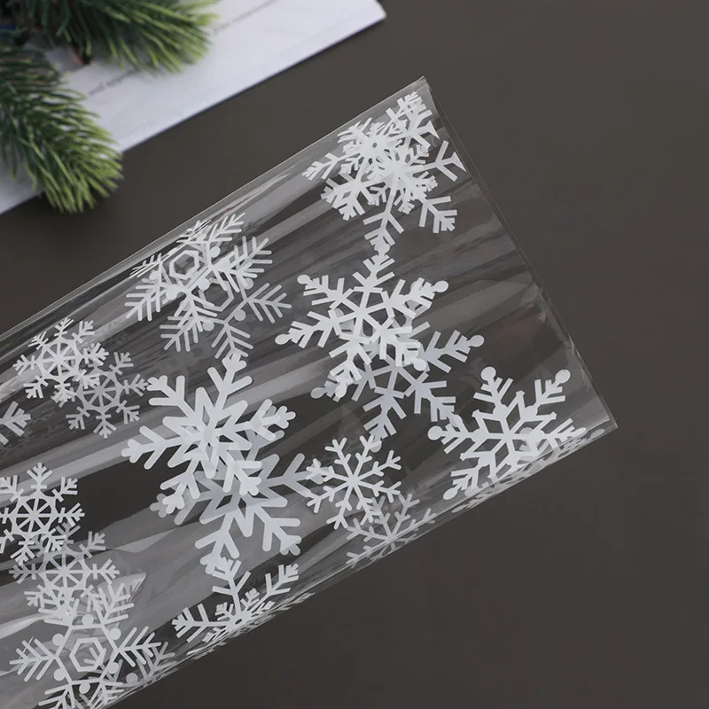 Schneeflocke Süßigkeiten Taschen Weihnachten Transparent Cookie Popcorn Verpackung Plastiktüte Weihnachten Party Dekorationen Geschenk Taschen für Kinder – Detail 10