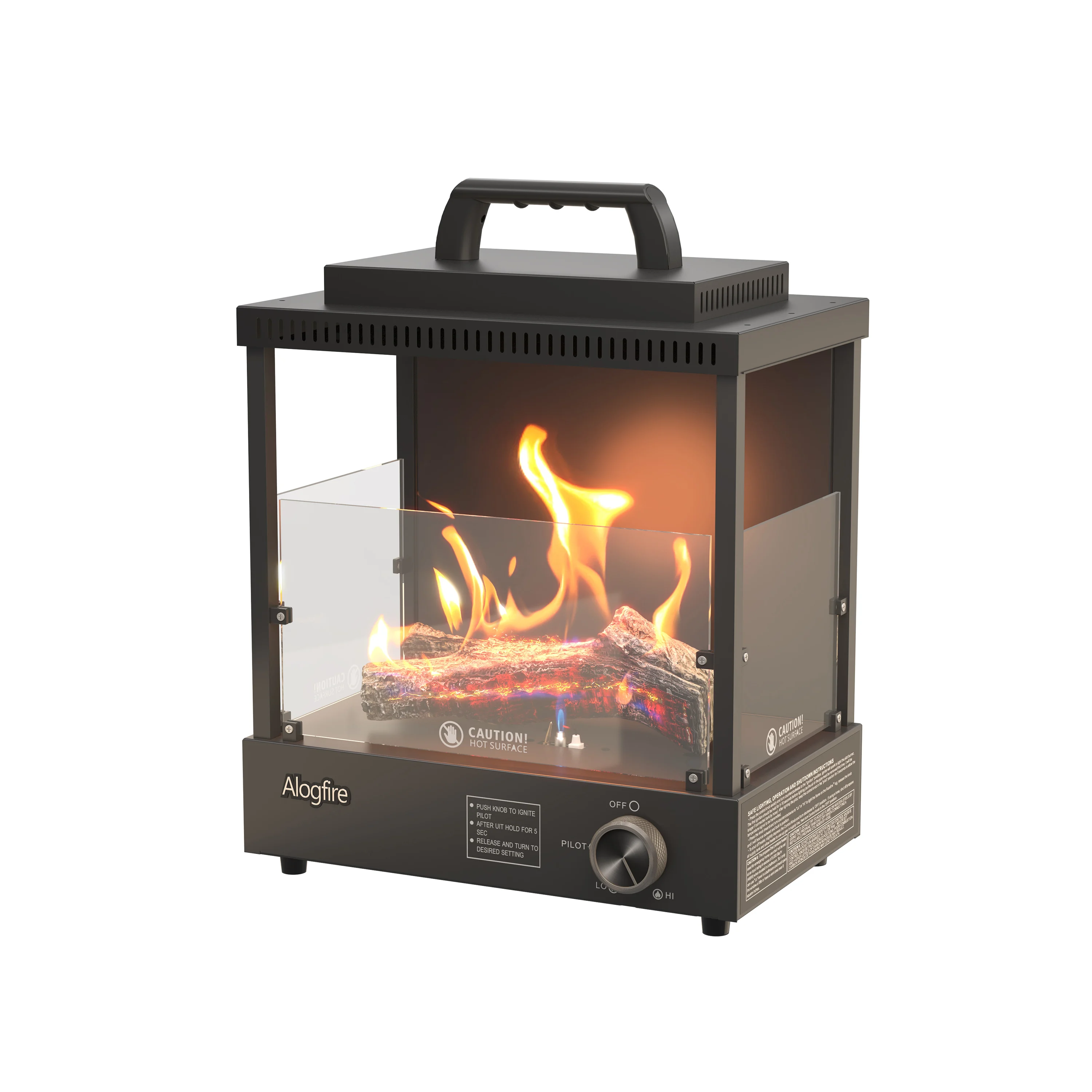 Alogfire Real Flame Outdoor Portable Fire Pit/ Propane Patio Gas Heater/ Tabletop Camping Fireplace/Smokeless and Safe/8200 BTU