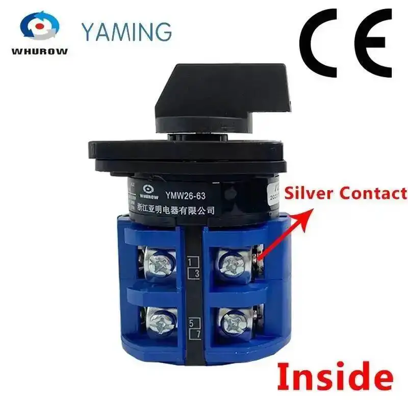 LW26-63 YMW26-63/2M Changeover Cam Mains Rotary Switch 63A 2 Poles 8 Terminals With Protective Box IP65