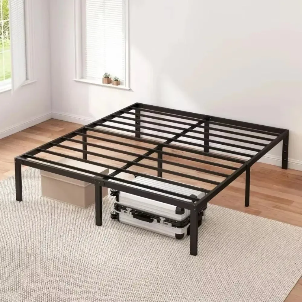 

Foldable Bed Frames Iron Art Is Simple Bedstead with Storage Space King Mattress Base No Noise Easy Assembly Platform Bed Frame