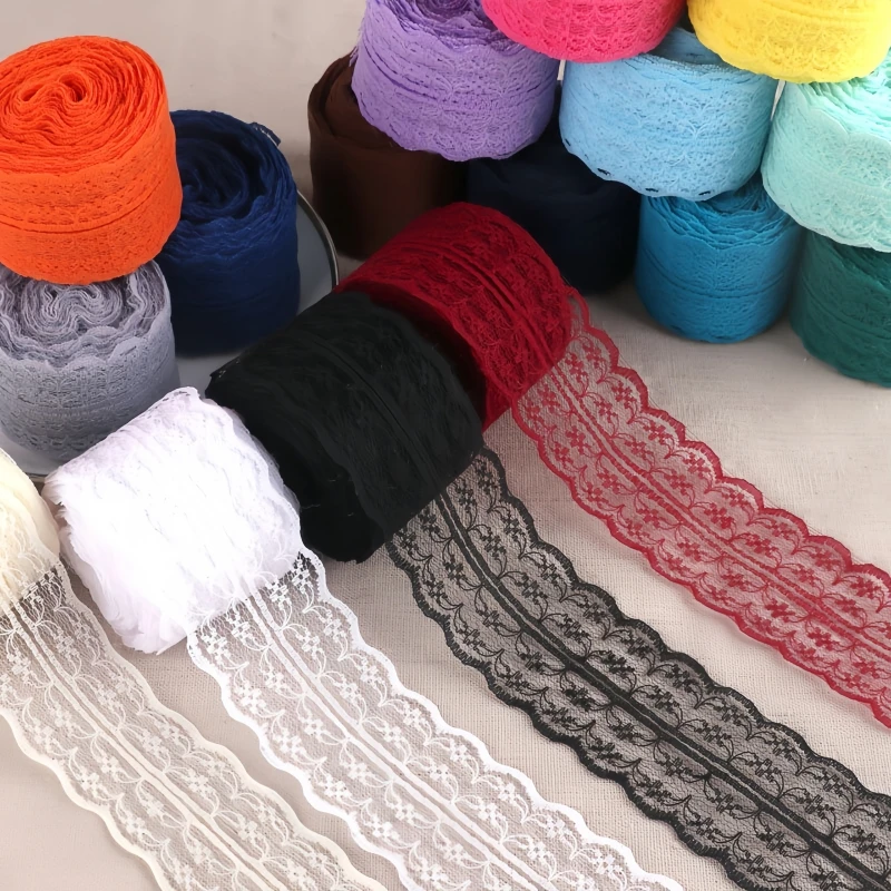 10M/Roll 4.5cm Non-Stretch Lace Ribbon Tape Embroidered Net Trim Fabric For DIY Crafts Gift Wrapping Sewing Supplies Party Decor