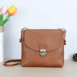 Vintage Solid Pu Leather Crossbody Bags Small Square Casual Women Shoulder Bag Designer Ladies Handbags With Lock