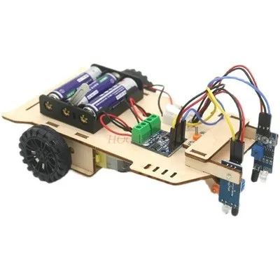 Children's handmade wooden assembled electric remote control car primary school students science physics experiment set