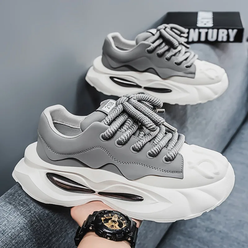 

Sneakers for Men Fashion Platform Designer Soft Sole Sport Shoes Versatile Trend Lace-up Heightening Men Shoes Кроссовки Мужские