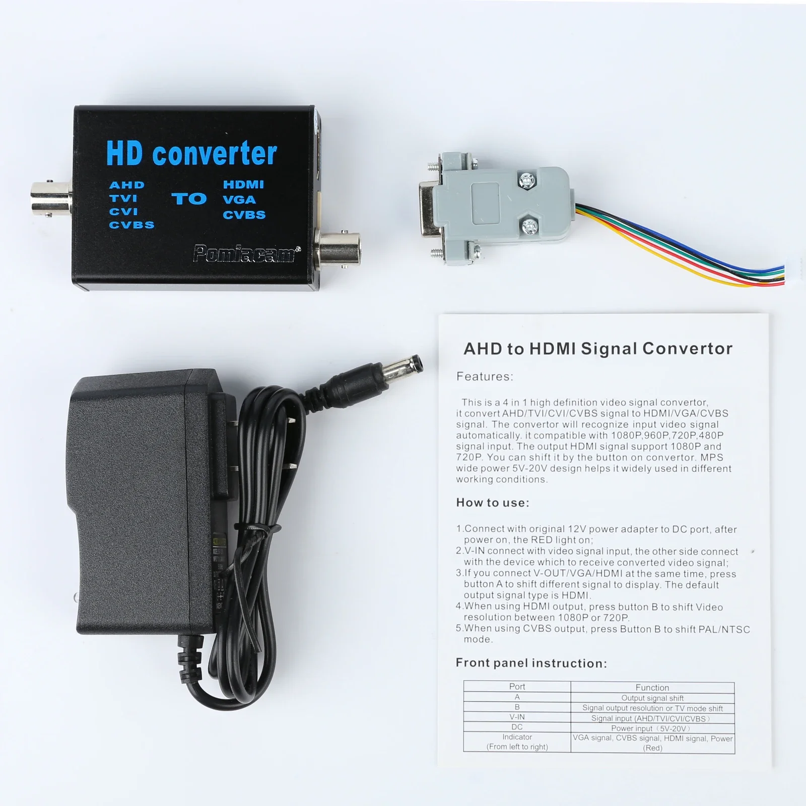 

Analog Signal Video Converter TVI AHD CVI To HDMI/VGA/CVBS Digital 4 in 1 TV Full HD 1080p for Security Monitoring NTSC/PAL