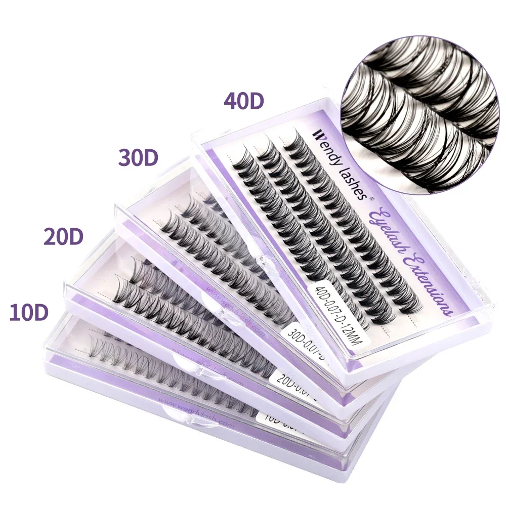 Wendy Lashes Cluster Lashes Extension 30D/40D/60D/80D 0.07D Natural Style Individual Eyelashes Handmade Eyelash Bundles