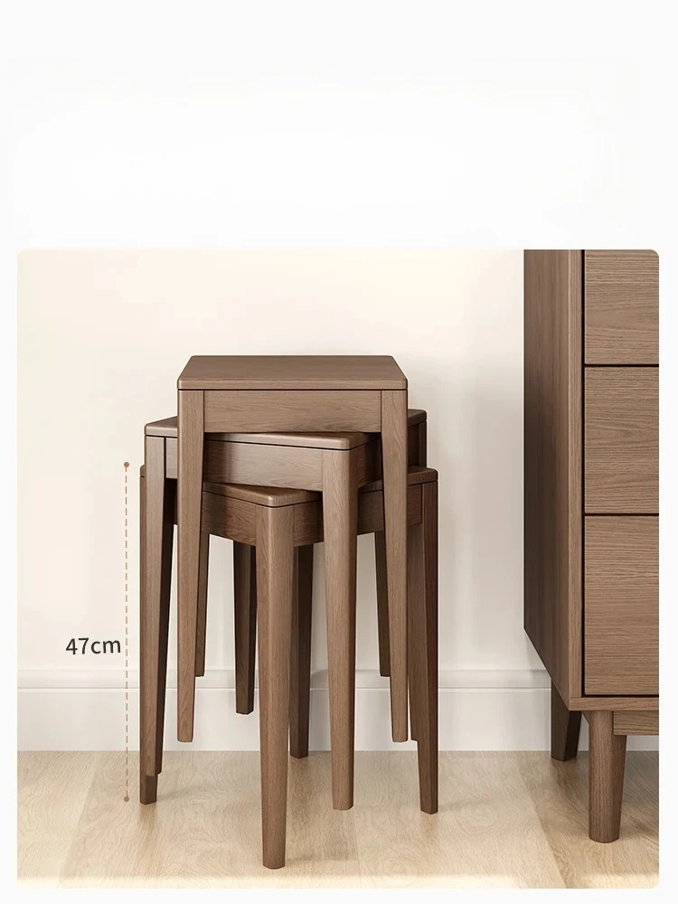 Factory Direct 2026 Top RatedSolid wood small stool can store household high square stool, low stool can be stacked living room