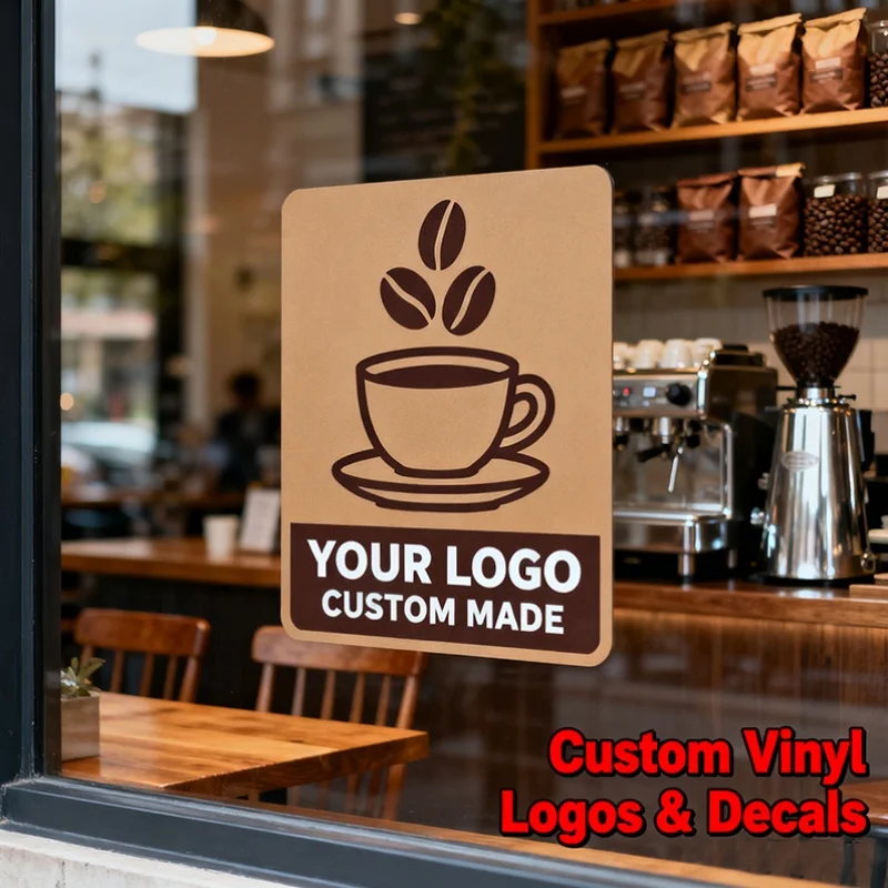 Custom Decals Modern Design Personalized Logo Stickers Artistic Text Window Wall Shop Front Company Brand Promotion Business Adh view 2