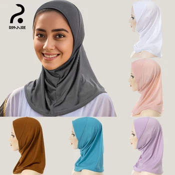 Heißer Verkauf Modal Hijab Schal Kappe Muslimischen Untertuch Kopf Abdeckung Schals für Frauen Solide Grau Rosa Blau Lila Weiß Khaki RIMAIRE