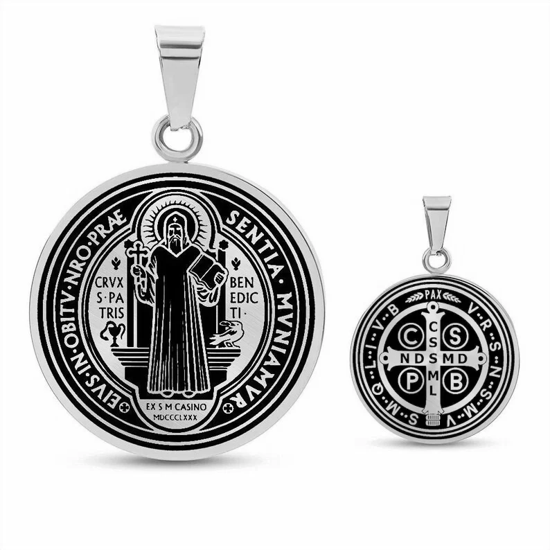 Stainless Steel Saint Benedict Medal Necklace
