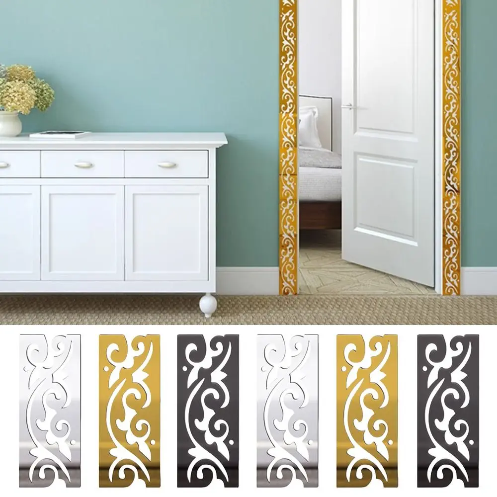 Self Adhesive Mirror Waist Line Acrylic Material 3D Design Acrylic Wall Stickers Edge Strip Creative Pattern