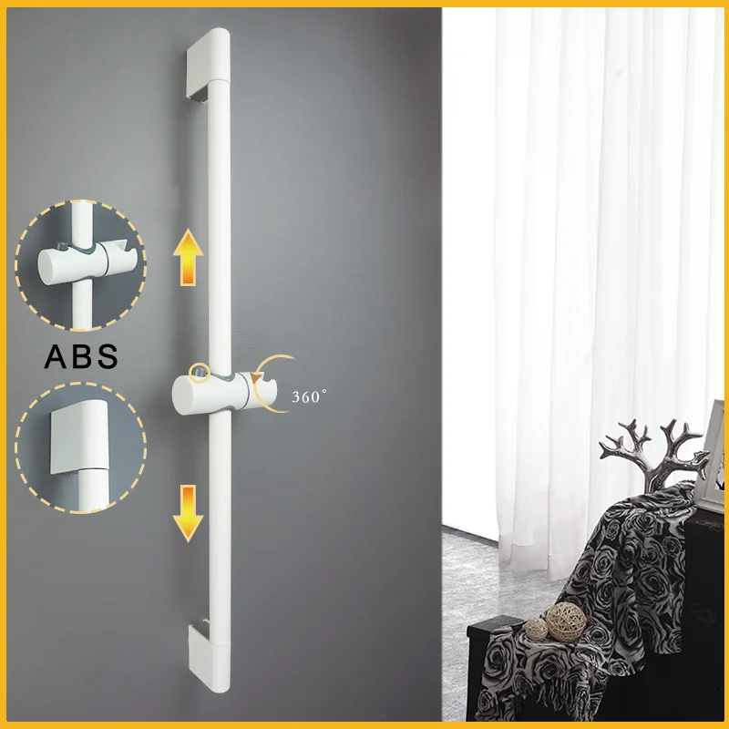 

White Metal Grey round Hand Shower Bracket Stainless Steel ABS 1.5M Shower Tube Included Bathroom Accessory