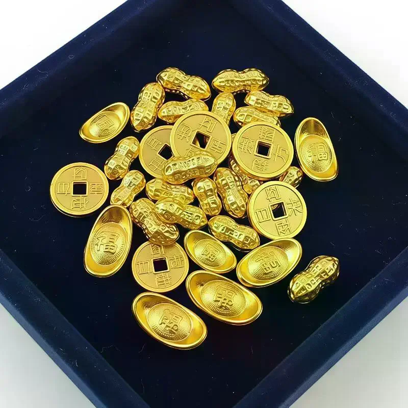 100PCS Mini Gold Dollars Attract Wealth Luck Charms Gold Ingots Gold Melon Seeds Handicrafts