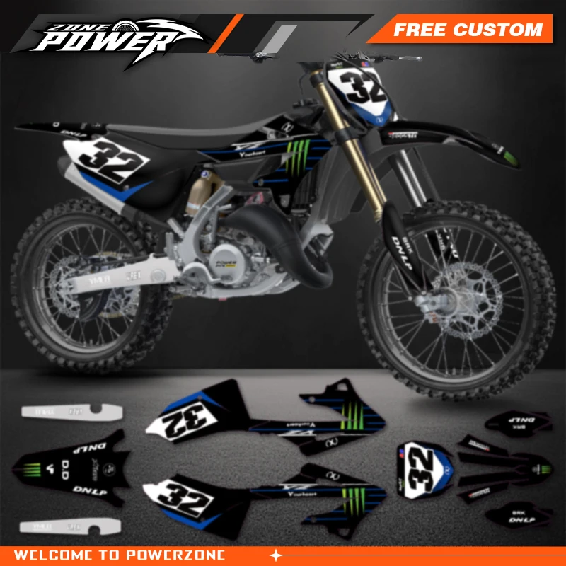 Powerzone Motorcycle Graphics Decals Sticker Kits for Yamaha YZ125 YZ250 2022 2023 2024 Custom Motorcycle Background Stickers 06