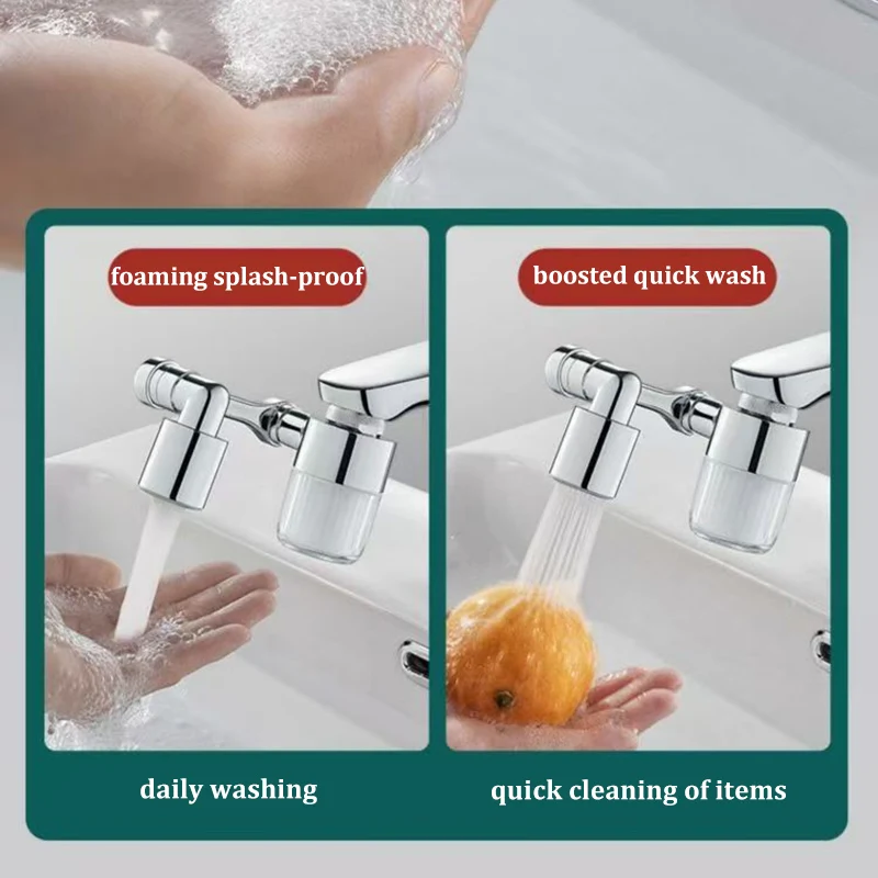 Faucet Filter Aerator Robotic Arm 1080° Free Rotation Faucet Extender Kitchen and Bathroom Splash-Proof Water Outlet