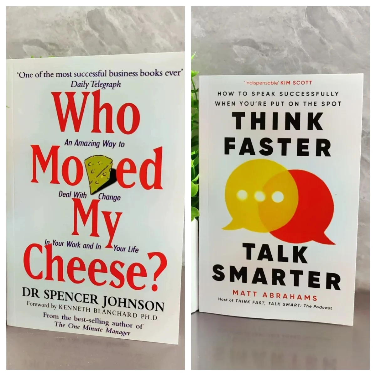 Bview Art 2 Libros: Qui mueve mi queso de Spencer Johnson y piensa más rápida hablar más inteligente de Matt Abrahams