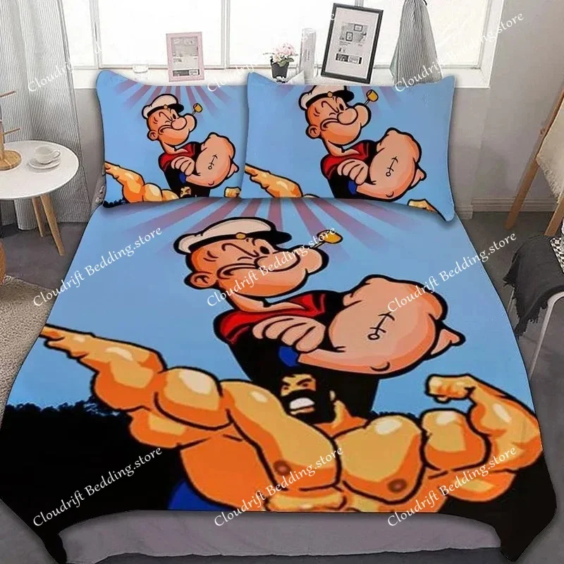 Exquisite 3D the Sailor Wallpaper Cartoon P-Popeyes Digital Printing Bedding Set Duvet Cover Comforter Bed Boys Girls Gift