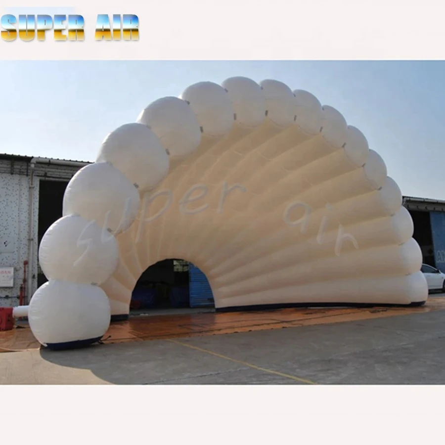 White Inflatable Scallop Stage Tent Ice House Air Roof For Commercial Show Party Outdoor Activities