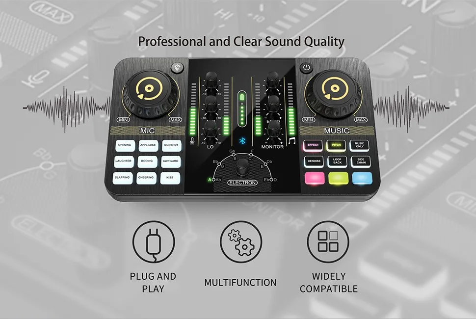 Livebroadcastsound card mobile phone computer live streaming host recording device microphone singing 48V microphone, sound card