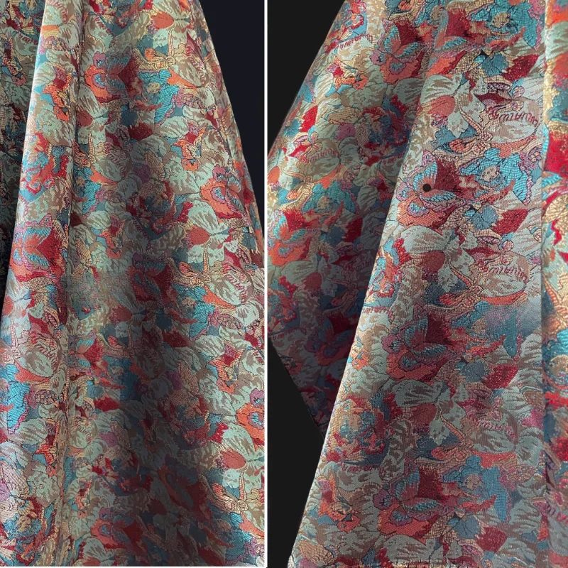 Butterfly Dunhuang Dream Jacquard Texture Colorful Bright Silk Profile Qipao Ma Mian Skirt Designer Fabric Fabric