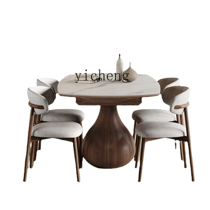 

TQH solid wood circular dining table, modern and minimalist small unit design, Italian new warm and stretchable