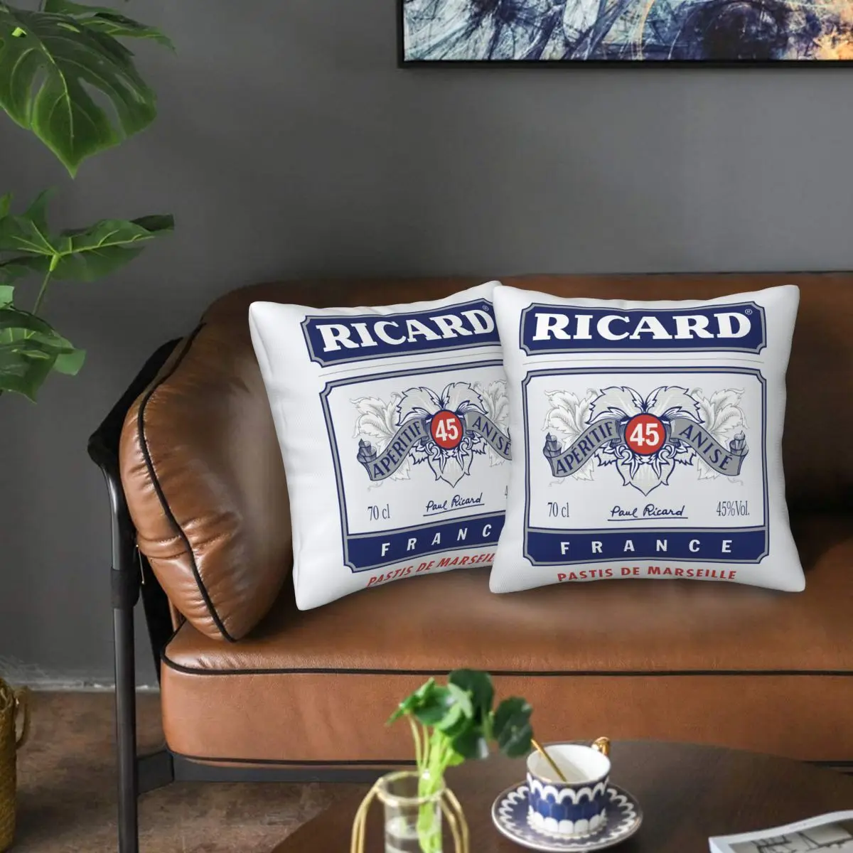 Pastis De Marseille POP 45 2-teiliges quadratisches Kissenbezug, Kissenbezug, Reißverschluss, dekoratives Komfort-Überwurfkissen für Zuhause, Auto