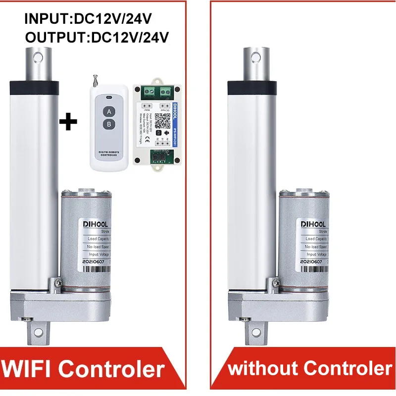 150mm Stroke Linear Electric Actuator Kit With RF Remote Controller Set 1500N 300N 30MM/S DC 12V 24V Motor Low Noise Waterproof