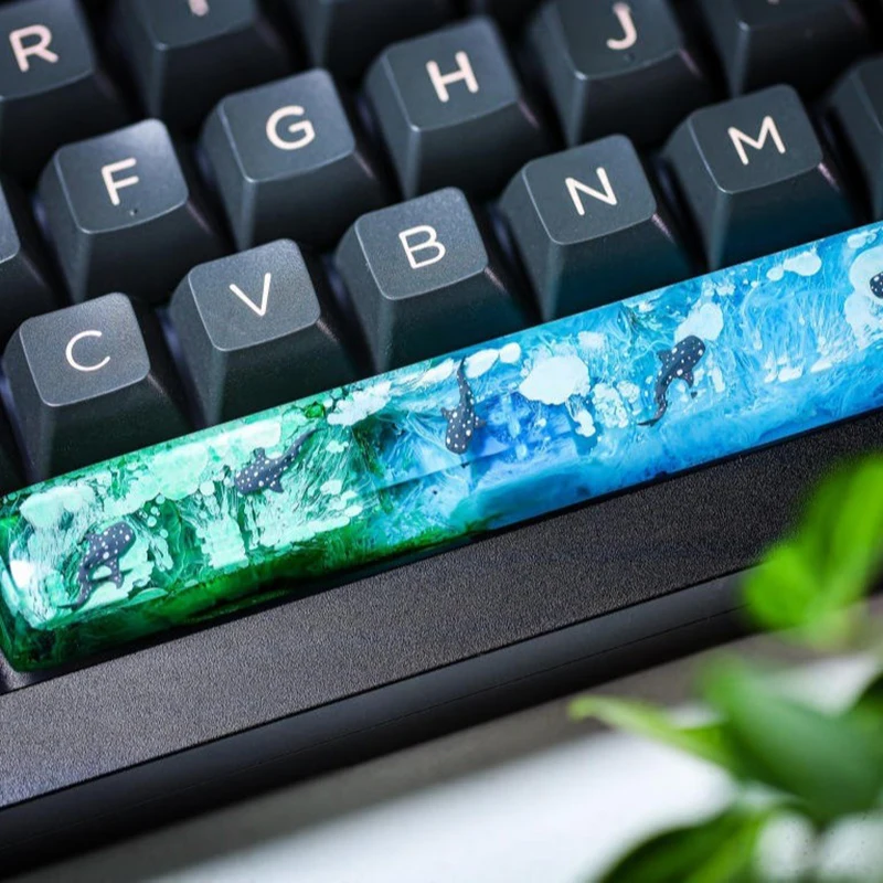 Organism Resin Keycap Creactive Art Keyboard Decoration Whale Figure Scene Ocean Theme 3D Landscape Replaceable Keyboard Keys