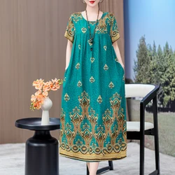 New 2025 Women Dress Female Casual short Sleeve cotton Dresses loose solid Vintage Sweet Clothing Vestidos  vestido verano