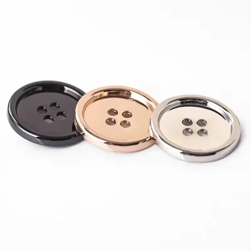 10pcs Zinc Alloy Buttons 4-Hole Buttons Black/Gold Fashion Round Button Leisure Clothes Shirt Overcoat Buttons