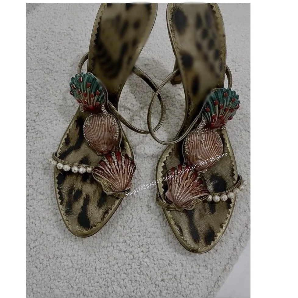 

Leopard Crystal Hollow Lace Up Sandals Thin High Heel Peep Toe Fashion Sexy 2025 Summer Big Size Woman Shoes Zapatillas Mujer