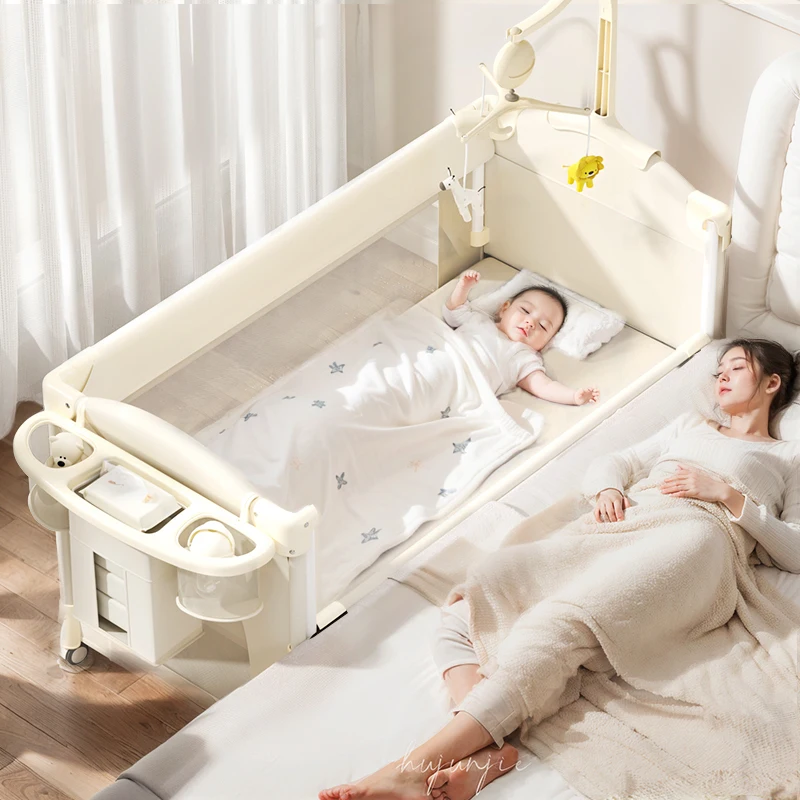 

Современная детская кроватка с железным каркасом и выдвижным ящиком для хранения – не требует сборки, для спальни и гостиной, для детей 0-3 лет