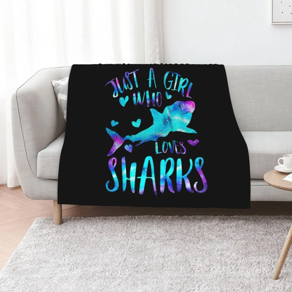 Just a Girl who loves sharks Throw Blanket Beach Giant Sofa Comforter Retros Polar valentine gift ideas Blankets