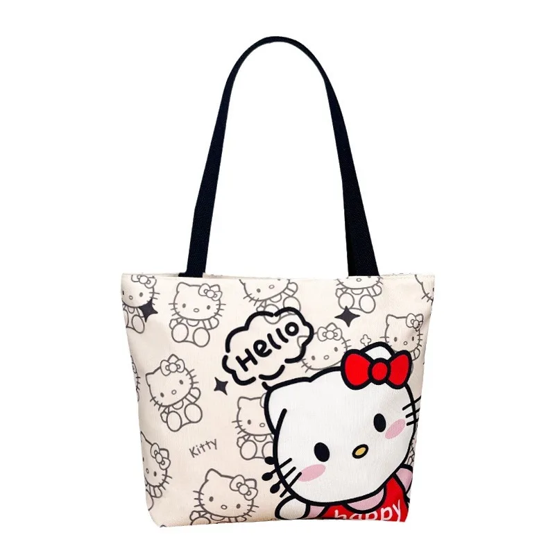 Sanurgente-Sac à main en toile Pochacco pour fille, sac à provisions portable, sac d'école léger, impression de dessin animé mignon, Hello Kitty, Kawaii