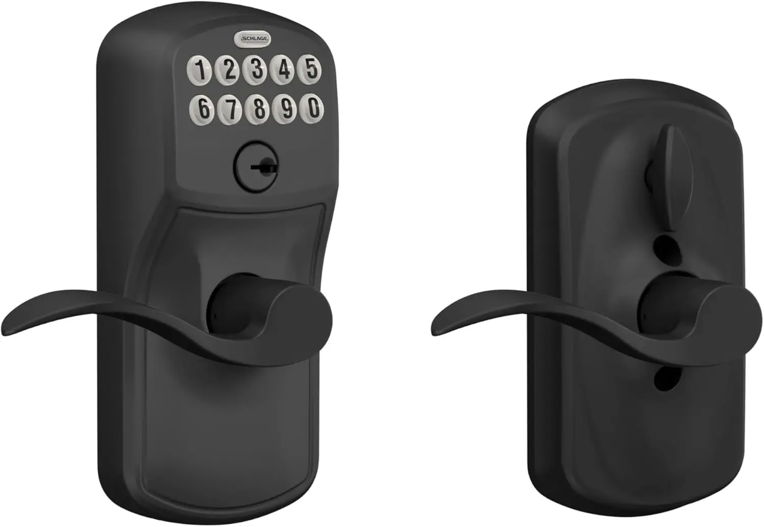 Electronic Keyless Door Lock with Lever Handle, Auto-Lock Option in Matte Black