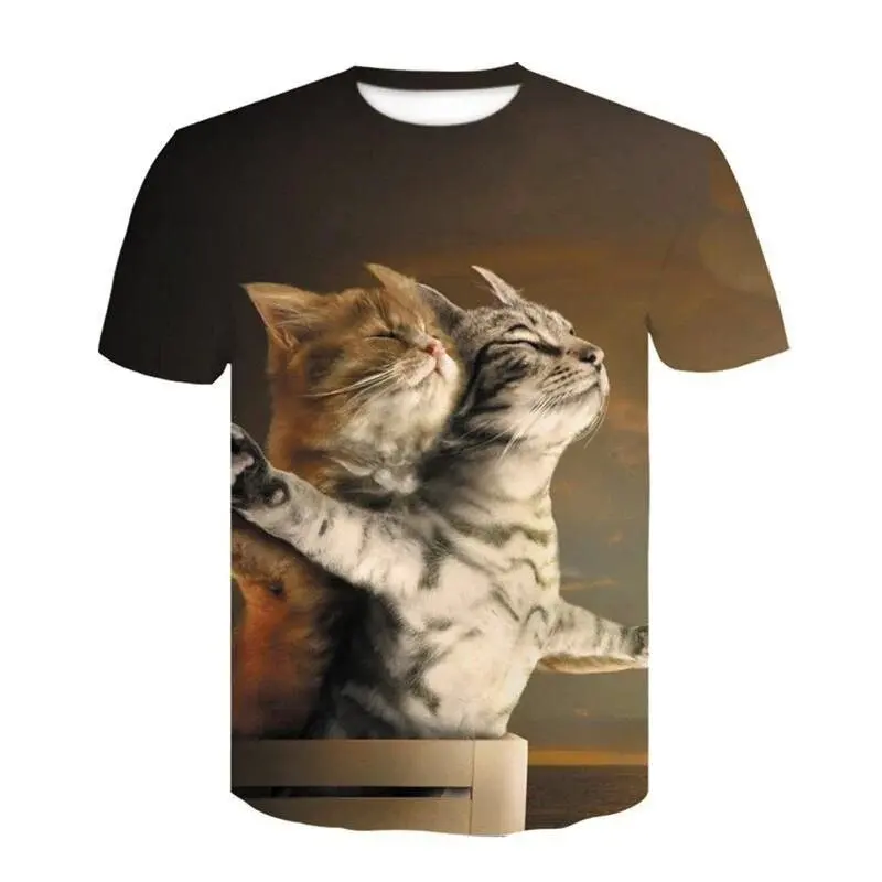 Fashion Baru kaus hewan babi domba t-shirt kucing lucu gambar 3D musim panas pria WANITA T Shirt ukuran besar Harajuku Y2k kaus atasan pakaian anak-anak