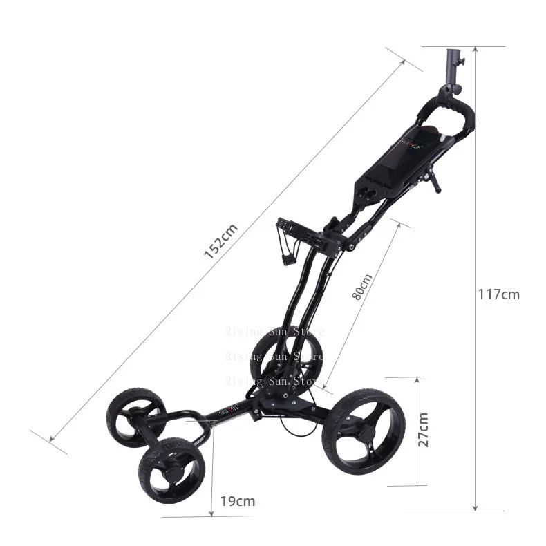 4 Wheel Golf Cart Trolley with Max Silver USB Set Umbrella Cup Accessory Kit